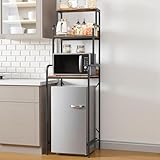 INMOZATA Mini Fridge Shelf, 21''x23''x68'' Mini Fridge Stand with Storage, Kitchen Microwave Stand Baker Rack, Free Standing Storage Shelf Rack for Home Kitchen Dorm