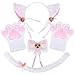 NEOLA Katze Cosplay Set Katze Ohren Katzenschwanz Plüsch Klaue Handschuhe Glocke Lolita Anime Fancy Dress Party Halloween Kätzchen Kostüm für Kinder und Erwachsene (Weiß)