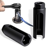 YUJUVI 2 Stk Sauerstoffsensor-Stecknuss Lambdasonden Schlüssel 1/2\ 3/8\ Antrieb 7/8\ 22mm Lambdasonde Werkzeug Set mit Breitem Seitenausschnitt zur Vermeidung von Schäden an Drähten