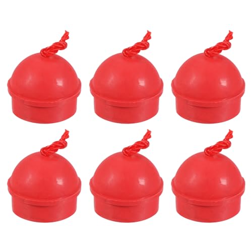 PATIKIL Cue Chalk Holder, 6 Pack Rubber Non Slip Pool Chalk Holders Billiard Cue Tips Chalks Case with Cord Snooker Pool Replacement, Red