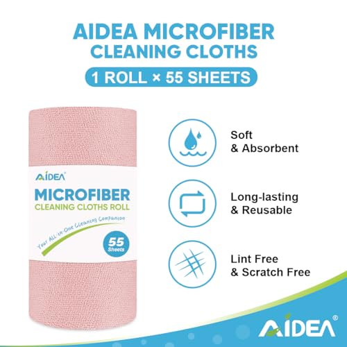 Image of AIDEA Microfiber Cleaning Cloth Roll 165 Sheets 3 Roll,Paper Towels 11 x 9