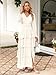 BerryGo Womens Flowy Maxi Dress Chiffon Long Sleeve Slit V Neck Casual Ruffle Tiered Boho Fall Wedding Guest Long Dress(Beige White,X-Large)
