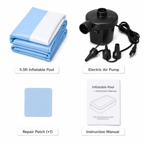 Image of CHICKMAMA Inflatable Kids Swimming Pool with Electric Pump | 5.5 Feet Bath Tub for 5 to 10 Years Kids | Quick Setup Portable Pool for Boys & Girls Age 3-10 | Family Swimming Pool Big Size