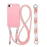Coque IPhone 16e Avec Collier Réglable Et Bracelet - Housse TPU/Silicone Rose Foncé, Protection Anti-Chute, 2 Chaînes Amovibles - 11