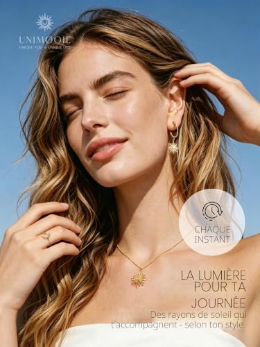 Unimooie Bague Soleil Femme en Acier Inoxydable doré - résistante à l'eau - Style Baroque - Confortable pour Un Port Quotidien - idée Cadeau Anniversaire, Plage, Vacances – vue 6