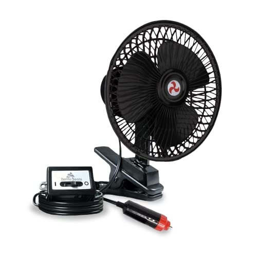 Zento Deals 12V Portable Oscillating Fan-Universal Sturdy Mounted on Vehicle with Clip