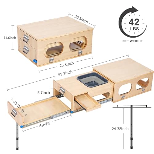 JAGAHAHA Overland Campingküche, Klappbare Campingbox mit Spüle, küchenbox Camping, Stauraum und Platz für 2 Brenner - Linke Seite, Fahrerseite, Schneller Aufbau in 1 Min