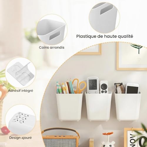 6 Pièces Boîtes de Rangement Murales Autocollantes Boîte de Rangement – vue 3