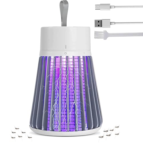 Bug Zapper Hanging Rechargeable Mosquito Zapper UV Purple Light Electric Insect Trap with Safety Grid Portable Mosquito Killer Fruit Fly Trap for Patio Home Backyard Garden Campsite