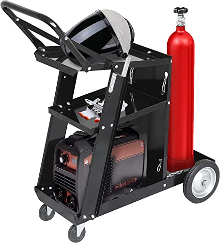 Kit de soudage et de plasma à 3 niveaux, chariot de soudage MIG TIG Plasma Cutter Chariot de soudeur universel à grande table inclinable pour machine de...