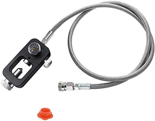 DIN Valve Scuba Adapter, Paintball Scuba Fill Station, HPA Tank Filling Adapter Charging System with 4500 psi PCP Paintball Filling Air Hose,Compatible with Standard K-Valve, J-Valve and H-Valve.Black