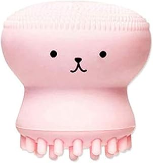 Pink Jellyfish Octopus Silicone Cartoon Powder Skin Cleansing Wash Face Brush Puff