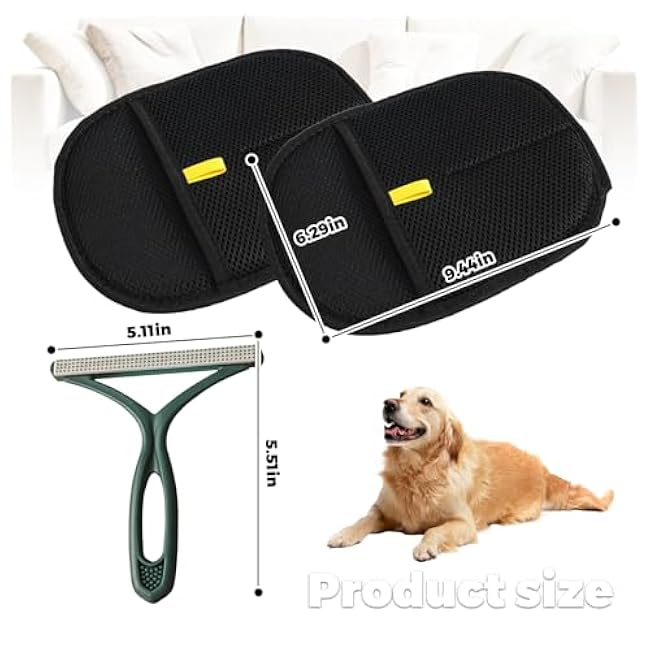 4pcs Pet Hair Remover Glove, Pet Hair Removal Tool, 2025 Electrostatic Pet Hair Removal Gloves for Dogs and Cats,for Pet Hair, for Couch, Clothes, Car, Carpet, Bed, Furniture(Black and dark-zpOibnkM