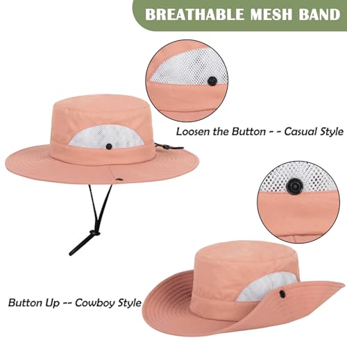 Kids Girls Summer Sun Hat - Wide Brim Sun Protection Outdoor Bucket Hat Safari Beach Hat (for 5-9 Years)4