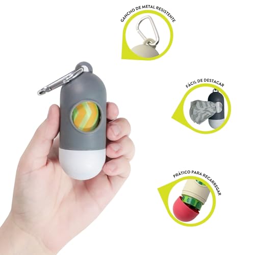 Kit Refil Cata Caca com Porta Saquinhos, 10 Rolos, 200 Saquinhos Higiênicos para Cães, Destaca Fácil