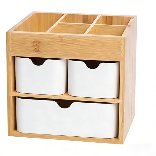 Bamboo 3-Drawer Makeup Organizer