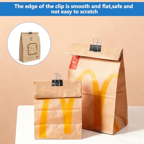 180 Piezas Pinzas Palas Abatibles, Clips Plegables de Metal, Pinzas Metalicas, Clips de Bulldog de Papel para Carpetas, Escolares Oficina Notas Papelería Documentos, negro, 15/19/25/32mm - imagen 4