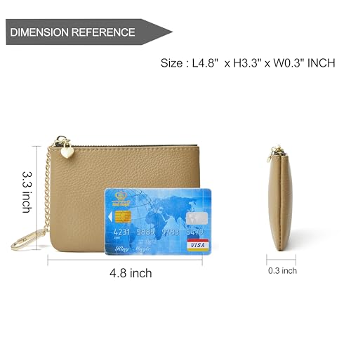 DAILANDO Small Leather Coin Purse for Women, Unisex Zipper Card Holder and Slim Coin Pouch with Keychain2