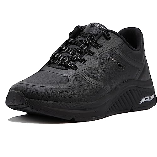 Skechers Arch Fit S-miles Mile Makers, Scarpe da Ginnastica Basse Donna, Black Duraleather Hot Melt Trim, 41 EU