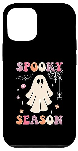 Carcasa para iPhone 12/12 Pro Groovy Spooky Season Halloween, lindo fantasma, temporada espeluznante