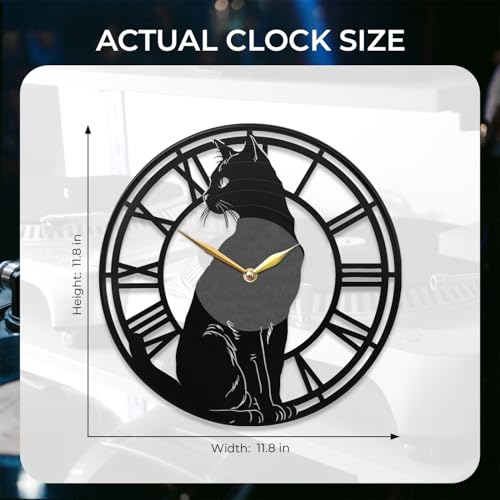 Horloge murale chat noir en disque vinyle pour décorer un salon moderne - 4