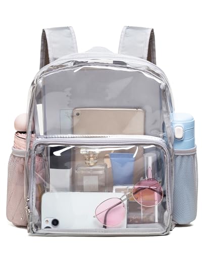 Image of Vorspack Clear Mini Backpack - Stadium Approved 12x12x6 Small Clear Backpack for Women Stadium Backpack for Concert Work Games Festival - Grey