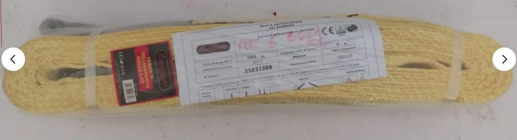 FASCIA DI SOLLEVAMENTO CARICO IN POLIESTERE DA METRI 6 CON PORTATA DI 3000 KG SINGOLA - 6000 KG DOPPIA