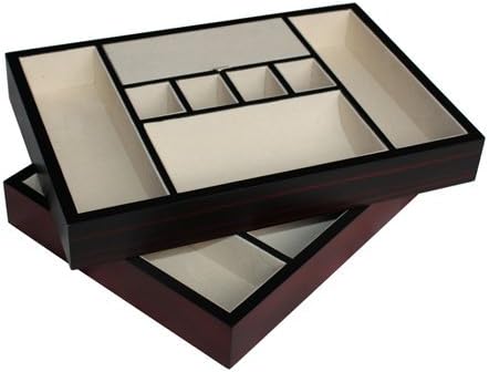 Miniatura 5 de TimelyBuys Bandeja de valet de madera de nogal de ébano para escritorio, cómoda, cajón, monedas, para llaves, teléfono, joyas, relojes y accesorios