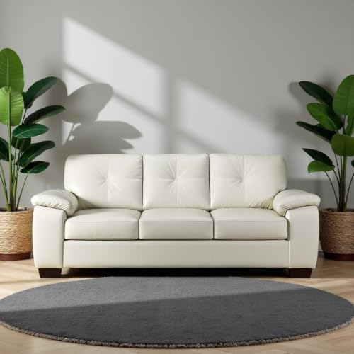 Image of Torque Antos Leatherette 3 Seater Sofa Set for Living Room- White | Modular Sofa Couches | Leatherette Sofa 3 Seater Couch for Office New Home Festival Gifts
