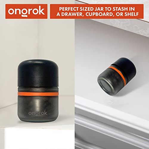 Ongrok Glass Storage Jar, 80Ml, 6 Pack, Color-Coded Airtight Containers, Uv Herb/Spice Jar To With Child Resistant Lid, Perfect Size To Store In A Drawer Or Cupboard #TOP5