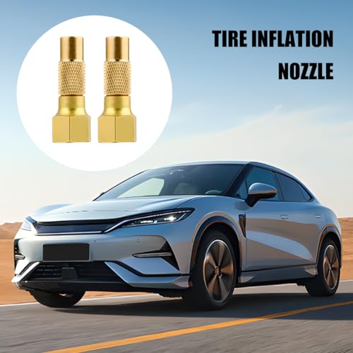 Sandfren Car Air Chuck Twist-on, 2PCS 1/4\" NPT Brass Screw on Vehicle Tire Air Chuck for Tyre Inflator Gauge Compressor Accessories, Heavy Duty Tire Inflator Nozzle, Universal Fit
