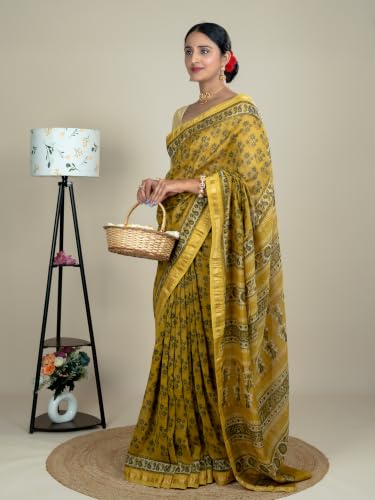 Ushvii mustard maheshwari silk saree – image 6