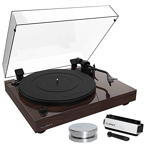 Fluance RT82 Reference High Fidelity Vinyl Turntable Record Player with Ortofon OM 10 Cartridge, Speed Control Motor, Record Weight, 3 in 1 Stylus and Record Cleaning Vinyl Accessory Kit