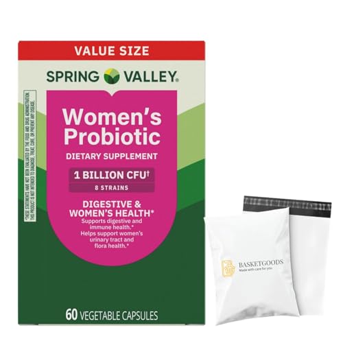 Probiotics for Women Capsules Dietary Supplement 1 Billion CFUs - Digestive Health by Spring Valley (60 Capsules - Pack of 1) - Set by Basket Goods