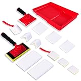 14 Pcs Walls Paint Edger Tool Professional Paint Edger Kit 4 Shape Trim Pads (7'+4'+1'+V-Corner) with 9 Refills 360° Rotating Handle and 7' Tray Edge Painting Tool Set for Corners Walls and Ceilings