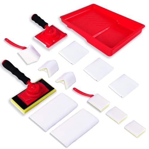 14 Pcs Walls Paint Edger Tool Professional Paint Edger Kit 4 Shape Trim Pads (7