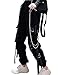 Freizeithosen Damen Cargo Hose Elastic Waist Schnalle Band Tasche Jogger High Streetwear Harajuku Hose Punk Ring Kette Frauen Hose M Schwarz