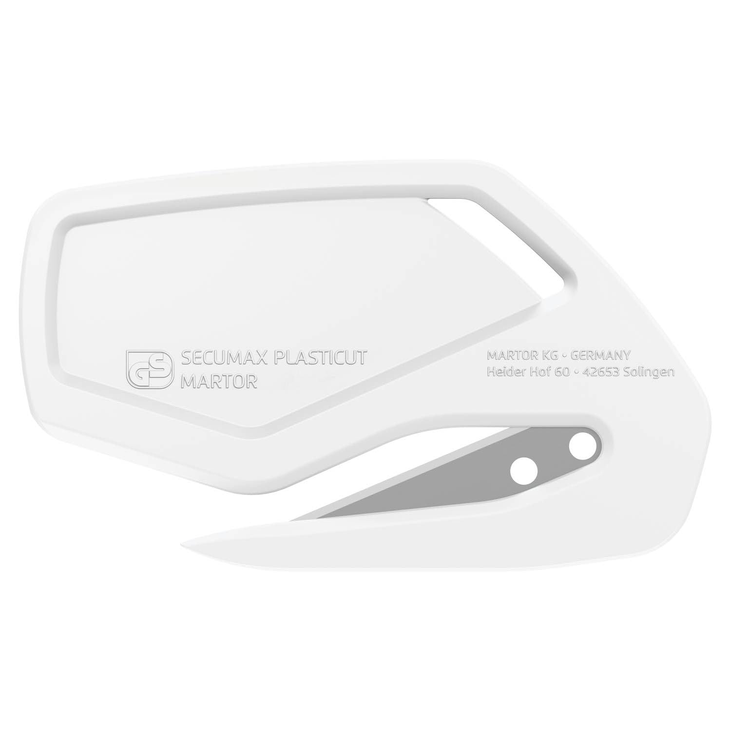MARTOR 100 x Coltello di sicurezza, lama nascosta, SECUMAX PLASTICUT, coltello professionale Cutter, leggero, in plastica, Per mancini e destrorsi | Coltello sicurezza monouso, largo, occhiello, naso appuntito, per film & nastro adesivo, produzione. No. 4