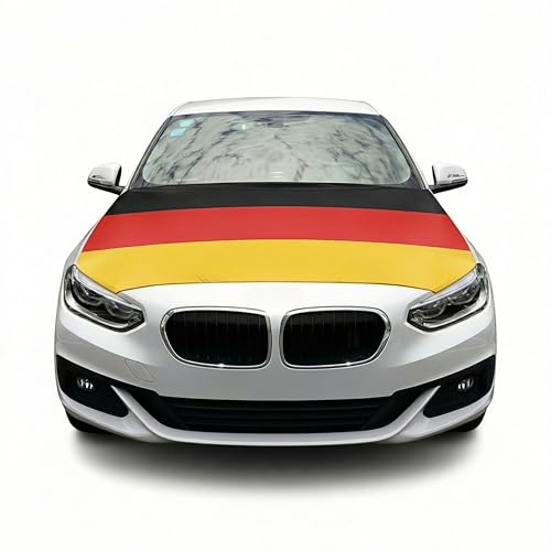 Motorhauben Fahne Deutschland für Auto - Autoflagge Überzieher mit elastischem Gummiband Fanartikel für Fußball EM & WM FZG Deko Deutsche Flagge