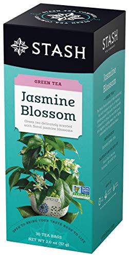 Image of Stash Tea Jasmine Blossom Green Tea - Caffeinated, Non-GMO Project Verified Premium Tea with No Artificial Ingredients, 30 Count (Pack of 6) - 180 Bags Total
