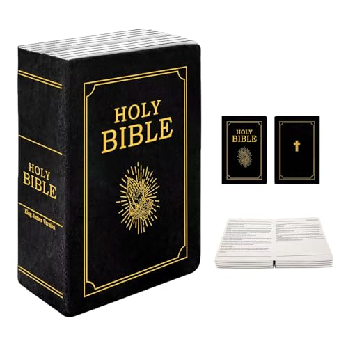 The Holy Bible Pillow Plush- Book Shape, Openable, Cozy Faith Bible Pillow Christian Bible Verse Pillow (Black)
