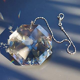 Together-life 3.15in/80mm Crystal Suncatcher Hanging Chandelier Prism Colorful Pendant Rainbow Maker with Chain for Window Sun Catcher, Hanging Ornament Rainbow Crystal(Clear)