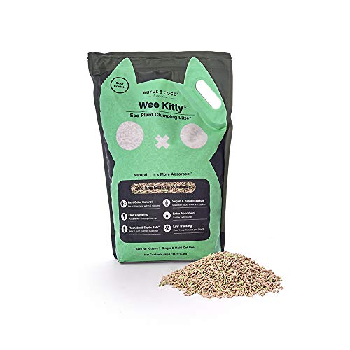 Rufus & Coco Wee Kitty Eco Plant Tofu Cat Litter | Natural Flushable Clumping Cat Litter | Low Tracking Biodegradable Soy Pellets | Super Absorbent Soy Bean Fibres (Wee Kitty Eco Plant, 8.8lbs)