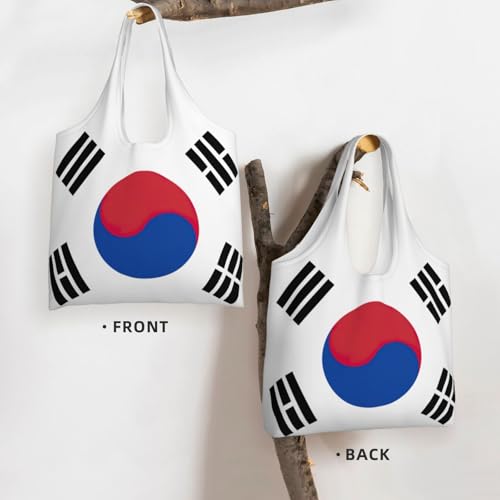 Flag of Republic of Korea Print Stylish and Spacious Single Shoulder Commuting Canvas Tote Bag for Work Travel3