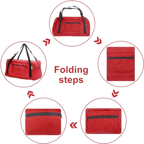 Image of HOLYLUCK Foldable Travel Duffel Bag for Women & Men Luggage Great for Gym (Red)