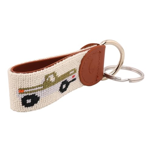 Image of Leather Hand-Stitched Needlepoint Key Fob or Key Chain