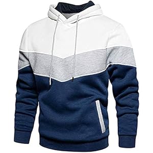 Hoodie Herren Pullover Langarm Sweatjacke Kapuzenpullover Farbblock Sweatshirt