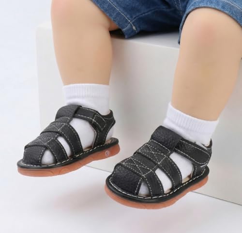 Image of Baby Boys Girls Squeaky Sandals Summer Closed-Toe Anti-Slip Premium Rubber Sole Toddler First Walkers Shoes