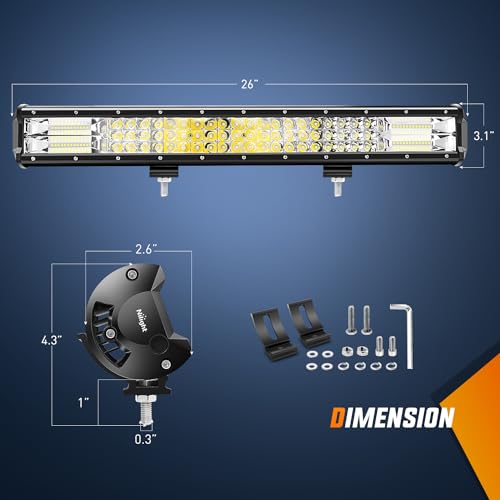 Image of Nilight - 18005C-A 26Inch Triple Row Lights 297W 29700LM Flood Spot Combo Beam Bar Driving Boat Super Bright Led Off Road Trucks,2 Years Warranty