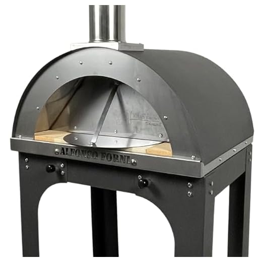 Forno a legna da esterno Per Pizza, Pane, focaccia - Alfonso 2 Pizze Full Optional Con Carrello verniciato, in mattoni refrattari, acciaio inox e pirometro 500 gradi - cottura diretta - Made In Italy